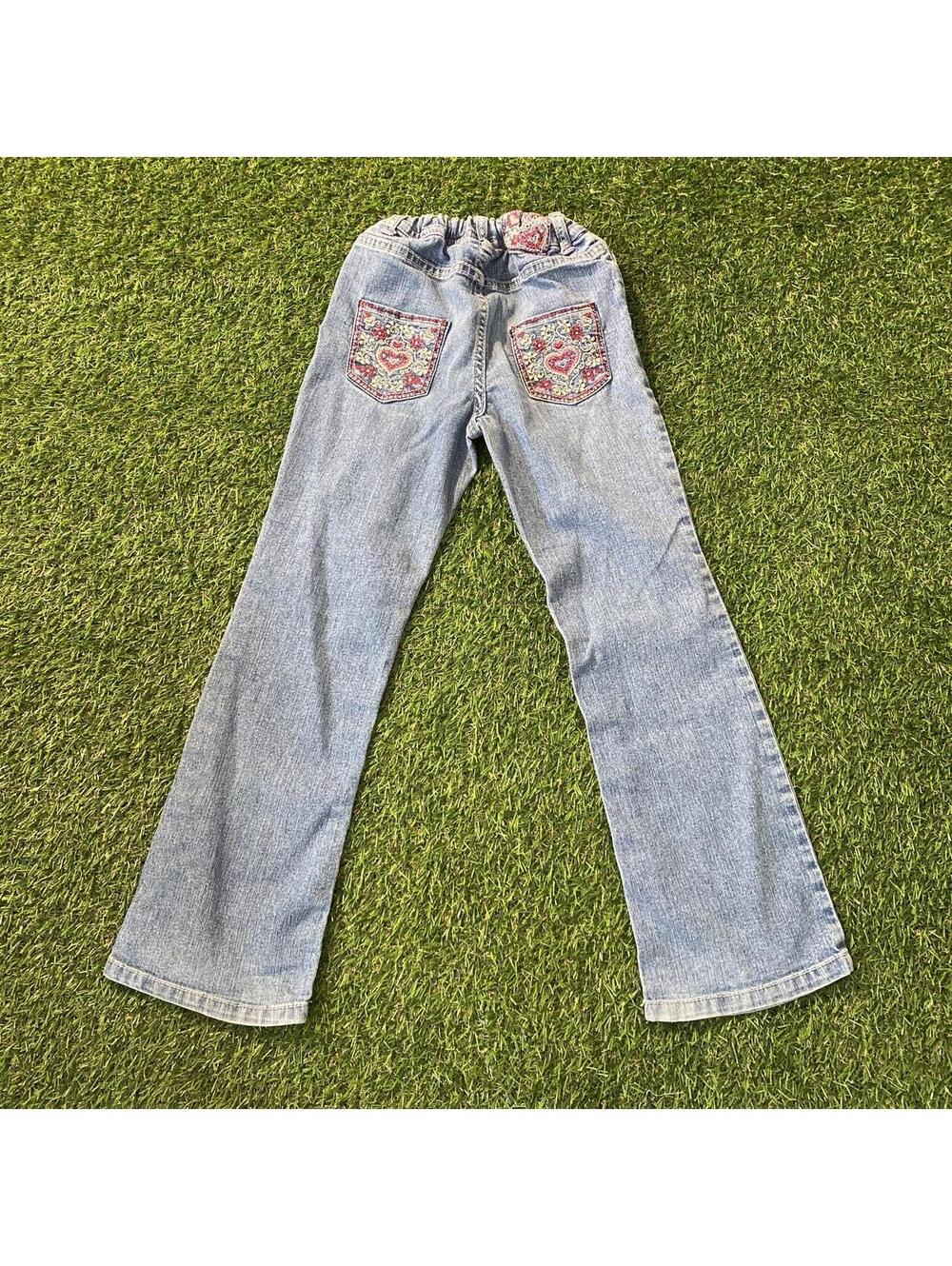 Vintage Y2K Bongo Jeans Light wash embroidered jeans with floral details